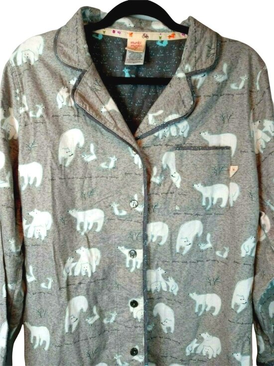 munki munki Other - Munki Munki Pajama Shirt Top Polar Bear Medium Fleece Warm Sleepwear